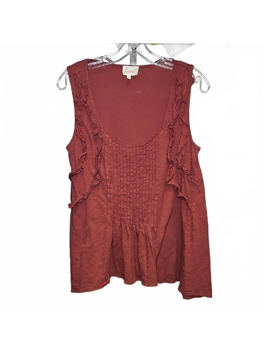 Deletta | Pink Sleeveless Tank Top with Ruffle Details | S
